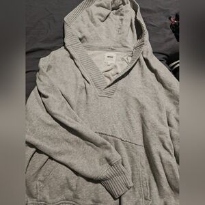 Aerie Gray V-Neck Oversized Hoodie